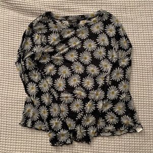 Forever 21 Mesh long sleeve sunflower shirt